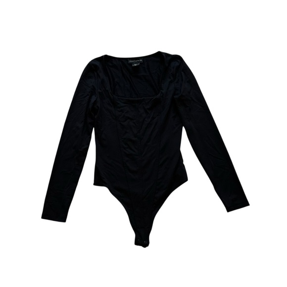 House of Harlow 1960 Long Sleeve Bodysuit Black Square Neck Scoop Size Small - Picture 3 of 7